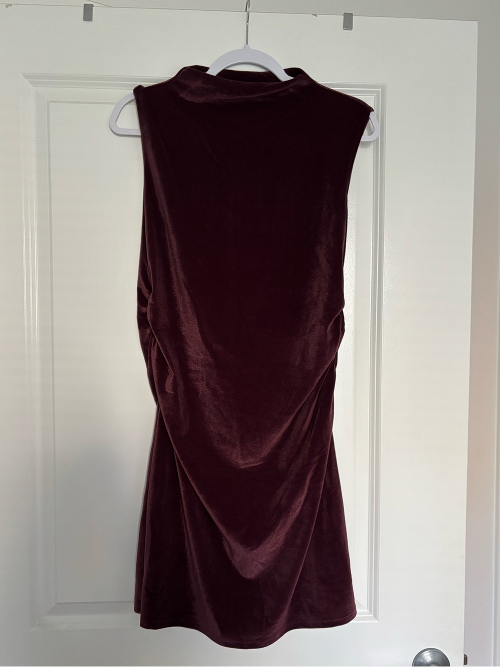 Sleeveless Velvet Shift Dress - Burgundy